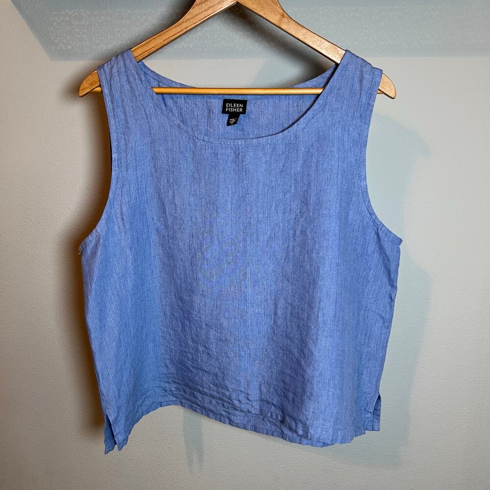 Eileen Fisher Blue Sleeveless Tank Top Relaxed Fit